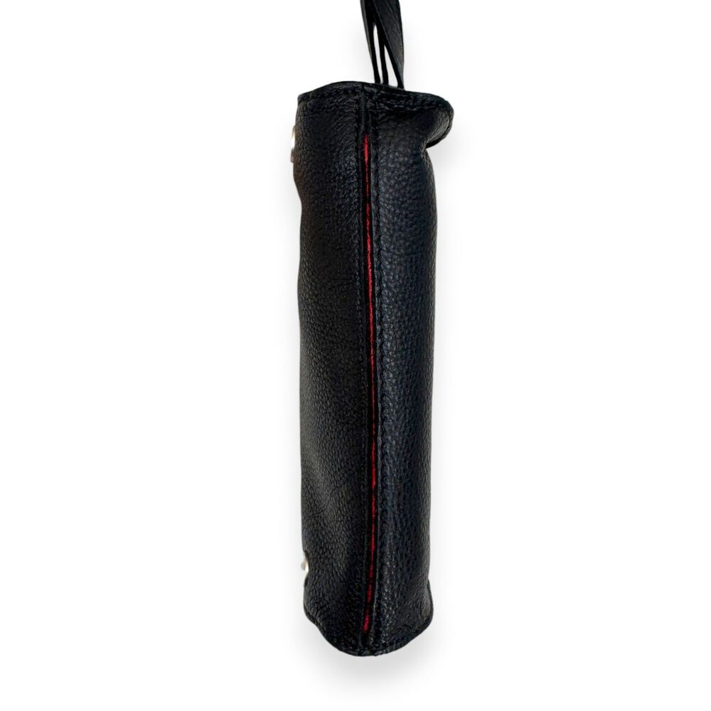 Hammitt Tony Small Black Leather Silver Red Zip Crossbody Shoulder Bag EUC - Picture 9 of 15